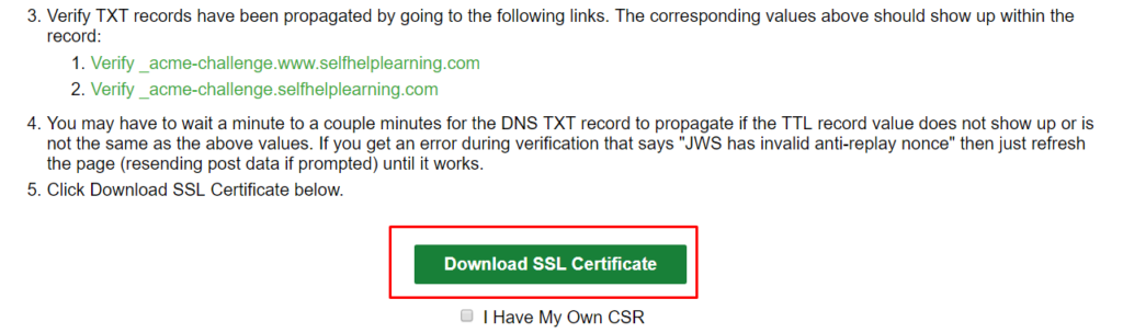 download SSL CRT