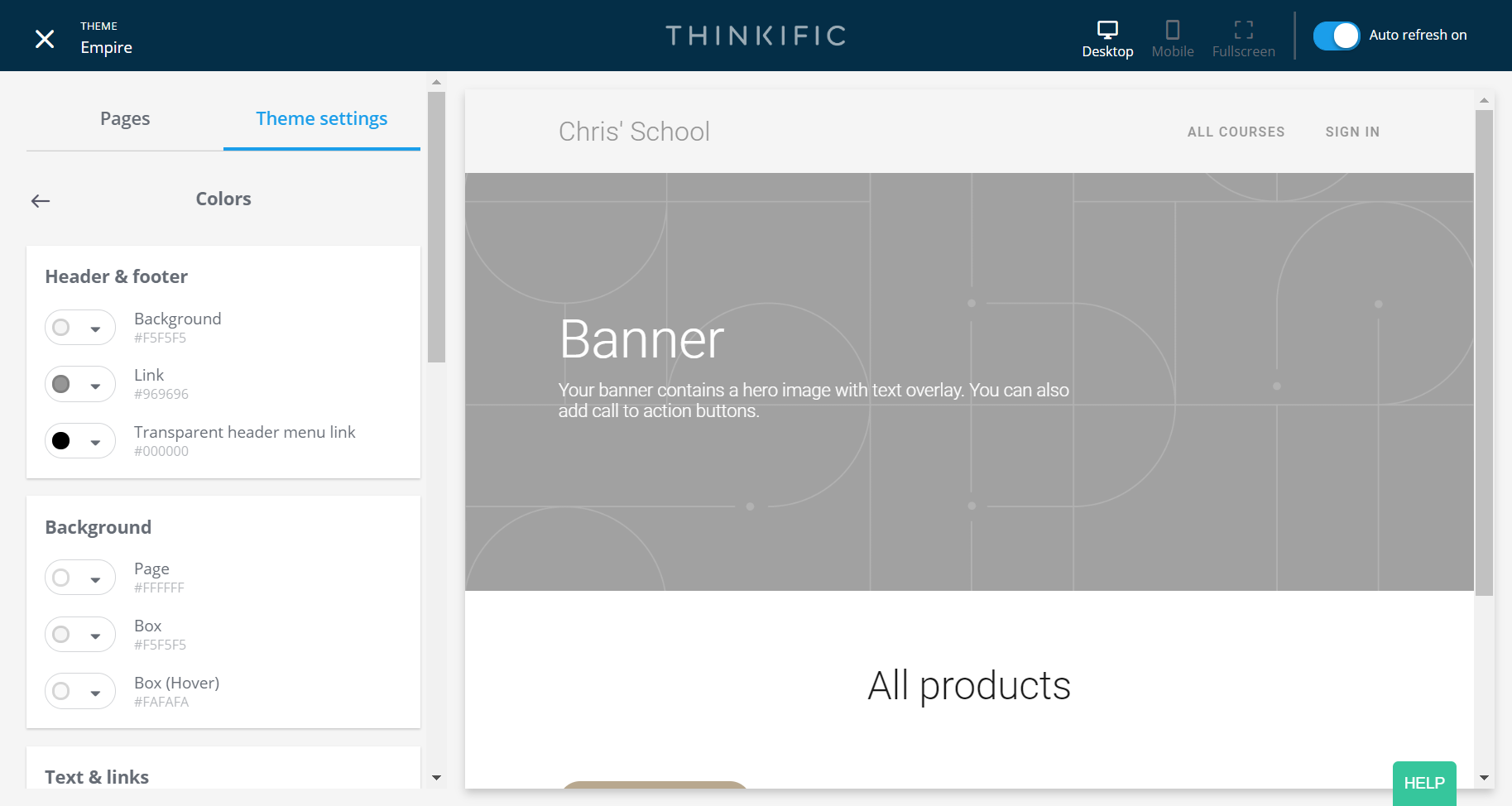 thinkific features site builder